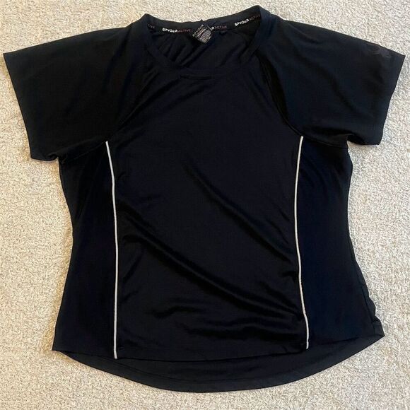 Spyder Active Women's Black Short Sleeve Workout Top Size Large Moisture-Wicking - Picture 1 of 6